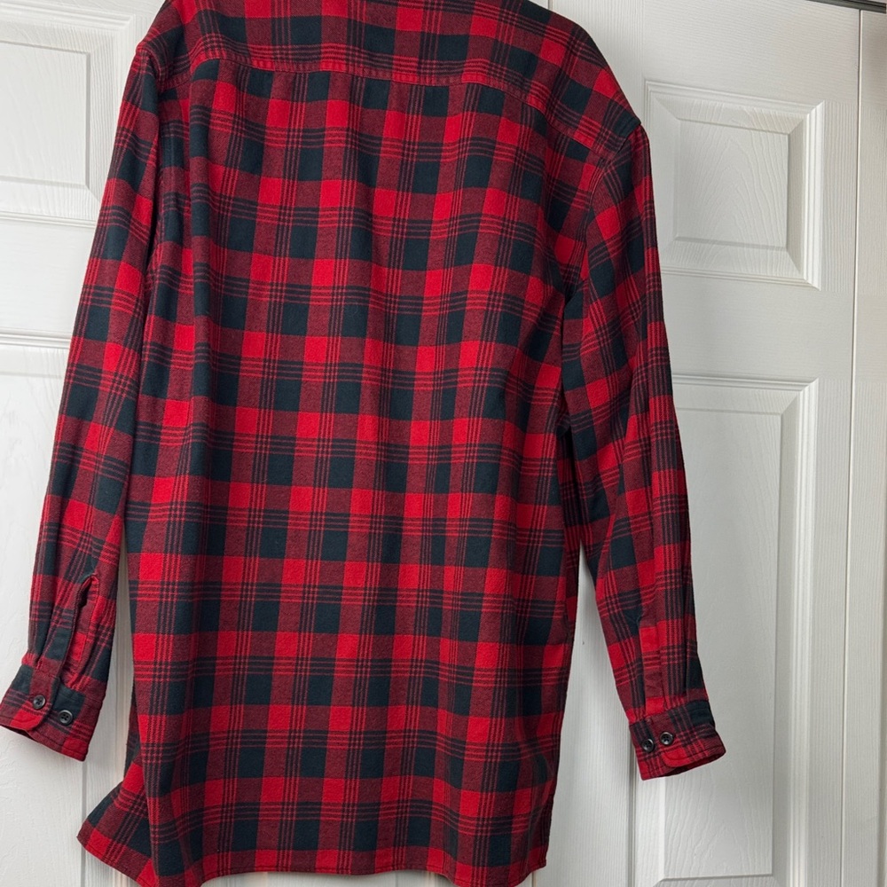 Vintage Polo Jeans Company Red and Black Plaid Men's Shirt - Picture 9 of 13